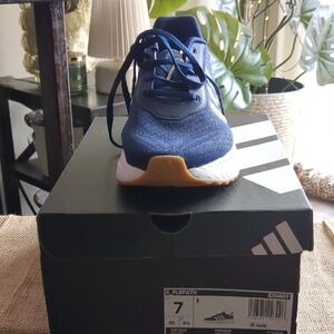 Adidas Women's Navy and White Sneakers